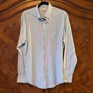 Peter Millar Summer Comfort Blue and Pink Checkered Shirt size Medium